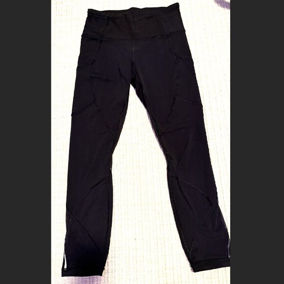Lululemon Black Mesh Leggings Size 6 - Picture 1 of 5